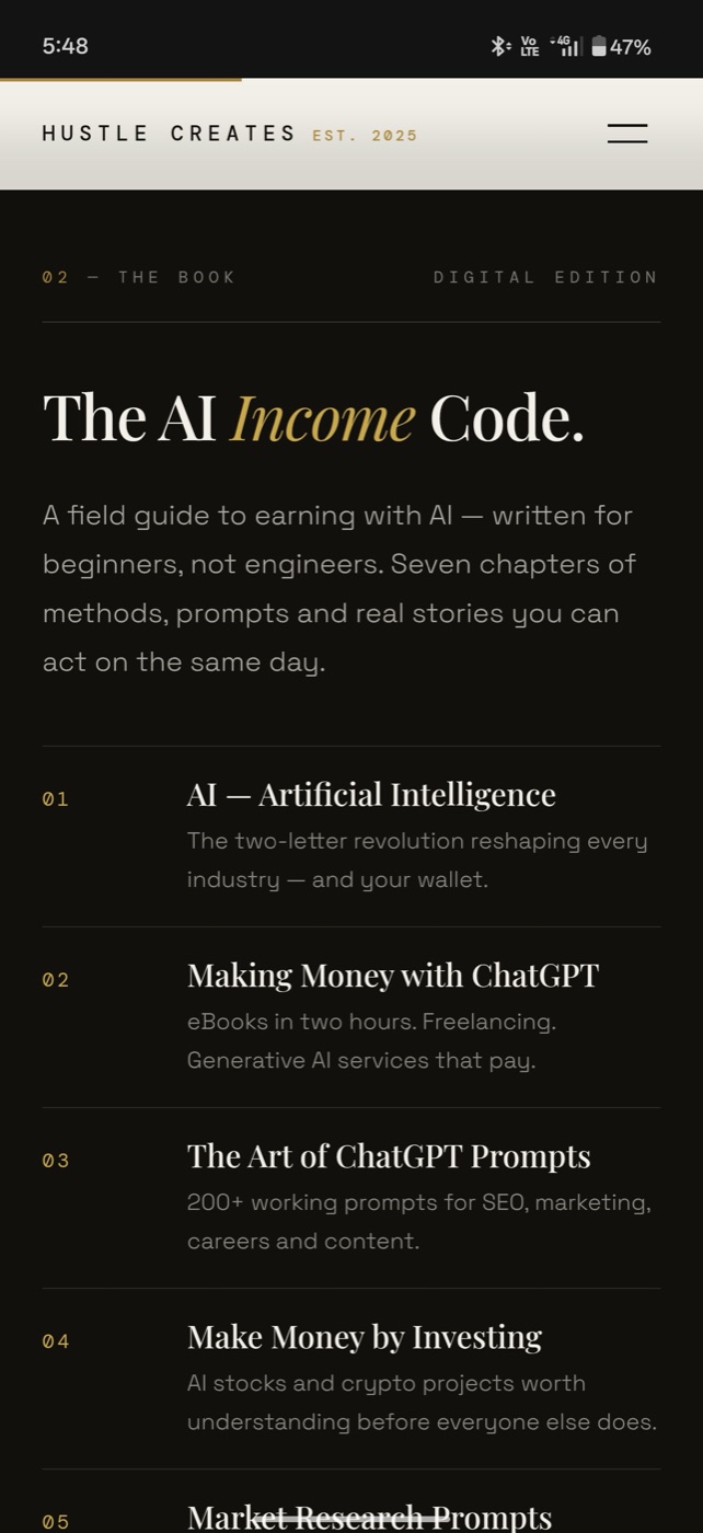 Hustle Creates — book section