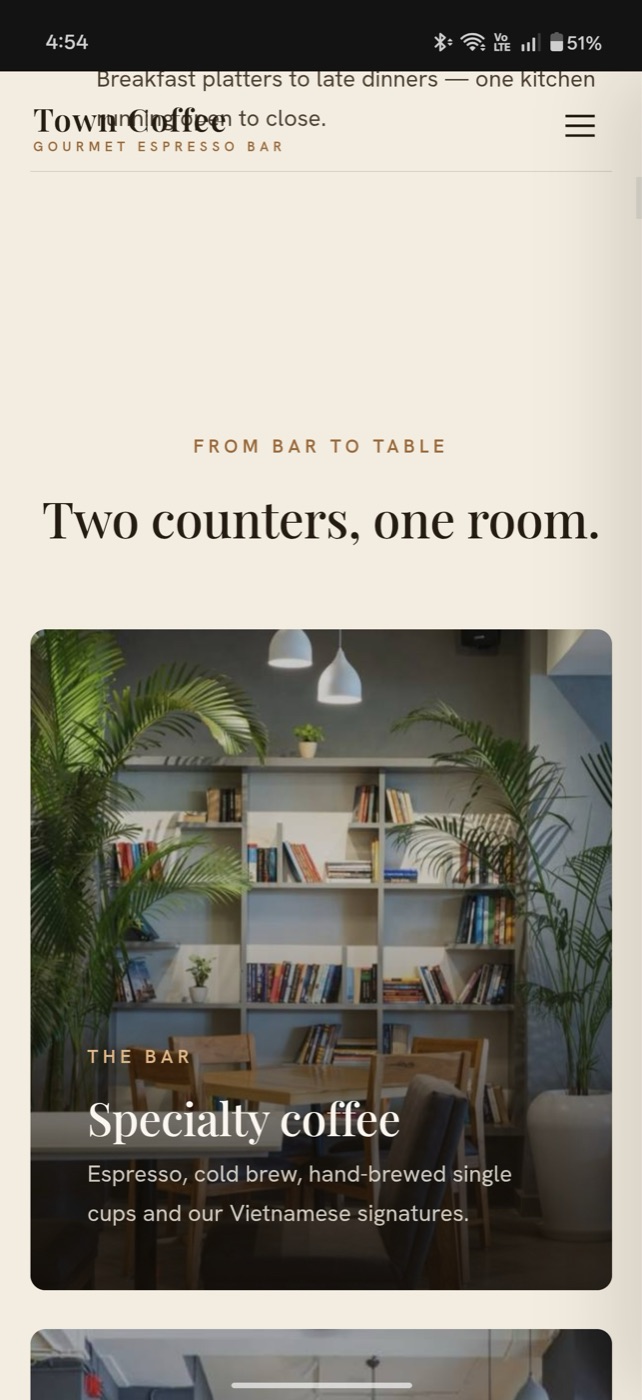 Town Coffee — two counters one room
